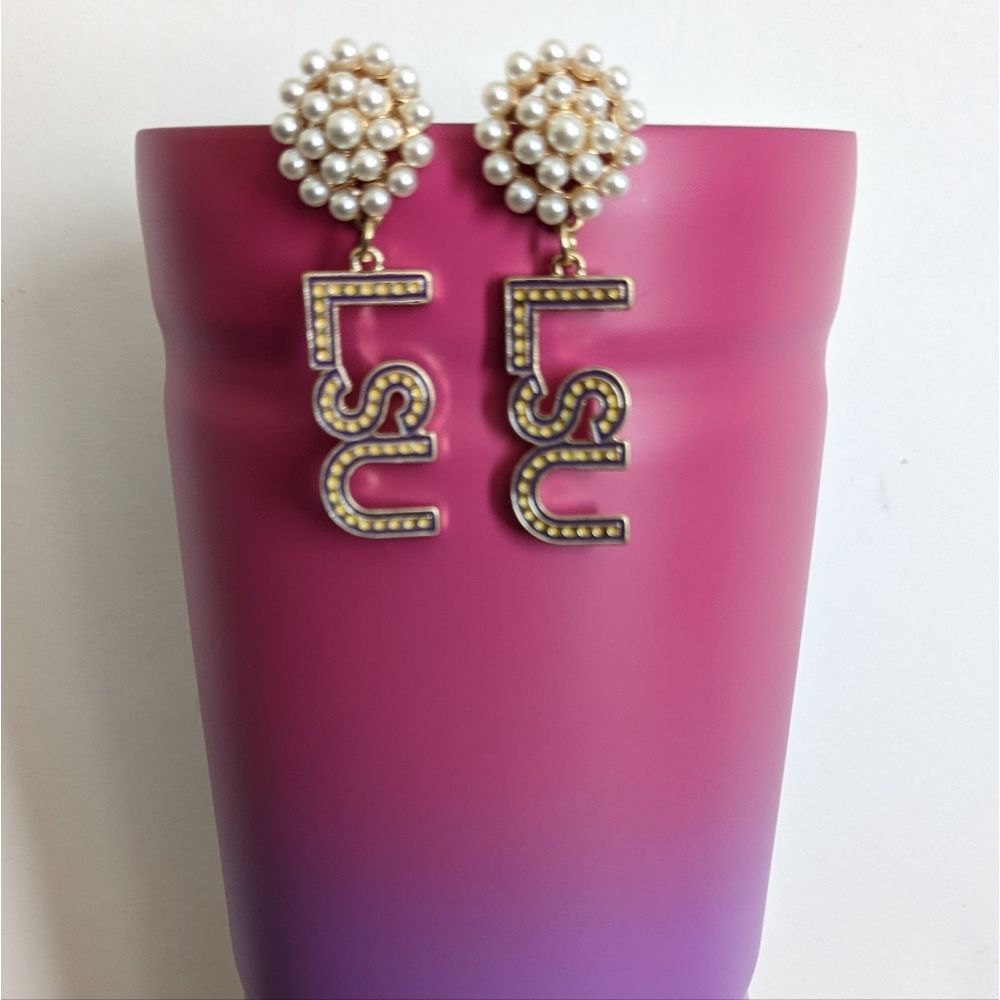 LSU Pearl Drop Earrings